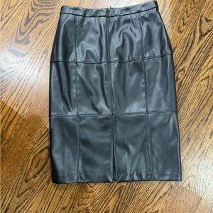 White House Black Market Black Leather Pencil Skirt